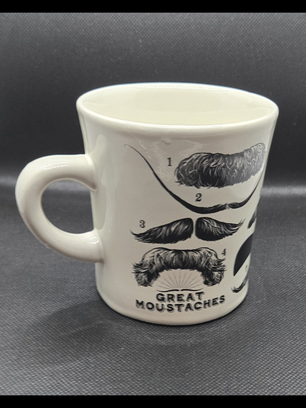 Great Moustaches White Ceramic Mug - Novelty Black Print